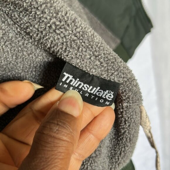 LL BEAN vintage dark hunter green fleece lined zipper front jacket Size L Reg - Picture 12 of 13